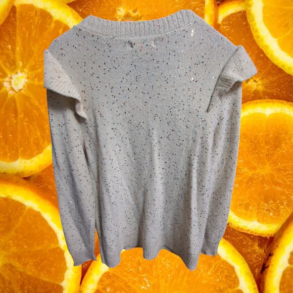 NWT LC Lauren Conrad Women Ruffle Shoulder Prancer Sparkle Sequin Sweater Size M - Picture 3 of 9